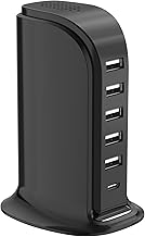 USB Charger Block with Type C, 6-Port Chargers for Multiple Devices, USB Charging Hub with Smart IC, Charger Station for Phone/Tablet/Gaming, Wall Charger Adapter Compact&Portable (One Size)