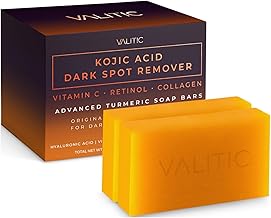 VALITIC Kojic Acid Dark Spot Remover Soap Bars with Vitamin C, Retinol, Collagen, Turmeric - Original Japanese Complex Infused with Hyaluronic Acid, Vitamin E, Shea Butter, Castile Olive Oil (2 Pack) (One Size)