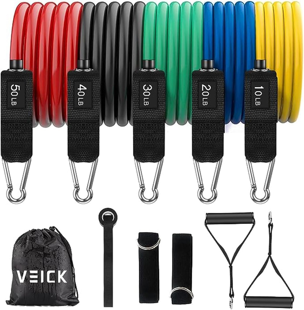 VEICK Resistance Bands, Exercise Bands, Workout Bands, Resistance Bands for Working Out with Handles for Men and Women, Exercising Bands for Fitness Weights Work Out at Home (One Size)