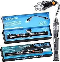 VIBELITE Extendable Magnetic Flashlight with Telescoping Magnet Pickup Tool-Fathers Day Dad Gifts for Husband, Dad, Men, Women, Him, Mechanic, Birthday Gifts for Men, Cool Gadget, Black