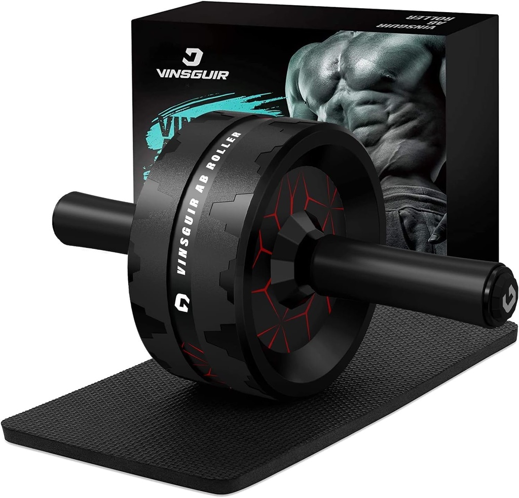 VINSGUIR Ab Roller Wheel, Abs & Core Workout Equipment for Home Gym with Knee Pad Accessories, Abdominal Wheel for Full-body Strength Training (One Size)