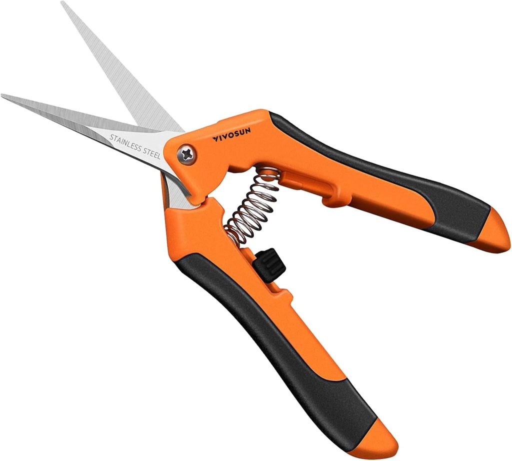 VIVOSUN 6.5 Inch Gardening Scissors Hand Pruner Pruning Shear with Straight Stainless Steel Blades Orange 1-Pack (One Size)