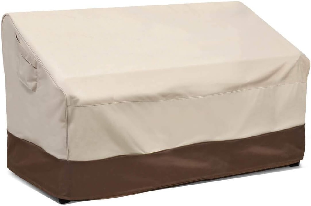 Vailge 2-Seater Heavy Duty Patio Bench Loveseat Cover, 100% Waterproof Outdoor Sofa Cover, Lawn Patio Furniture Covers with Air Vent, Small(Standard), Beige & Brown (One Size)