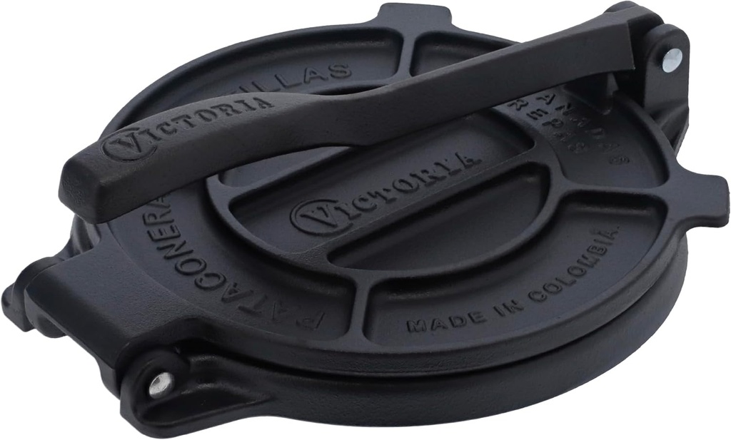 Victoria 8 Inches Cast Iron Tortilla Press, Roti Maker and Tortilladora, Pataconera Seasoned with Flaxseed Oil, Made in Colombia (One Size)