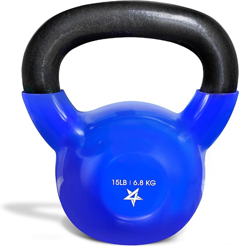 Yes4All Kettlebell, 5-100 LB Vinyl Coated Cast Iron Strength Training Kettlebells for Home Gym Exercises, Fitness, Full Body Workout Equipment, Push Ups, and Grip Strength (One Size)