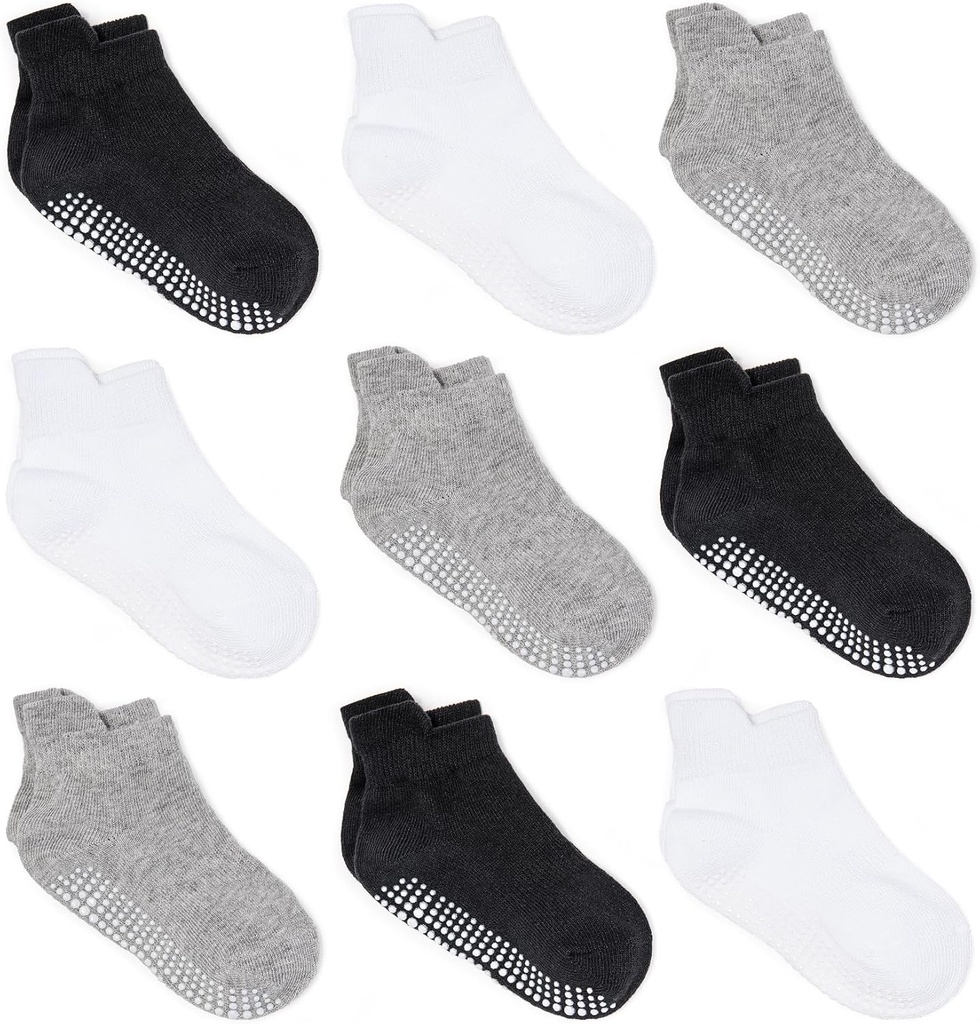 Zaples Baby Non Slip Grip Ankle Socks with Non Skid Soles for Infants Toddlers Kids Boys Girls (One Size)