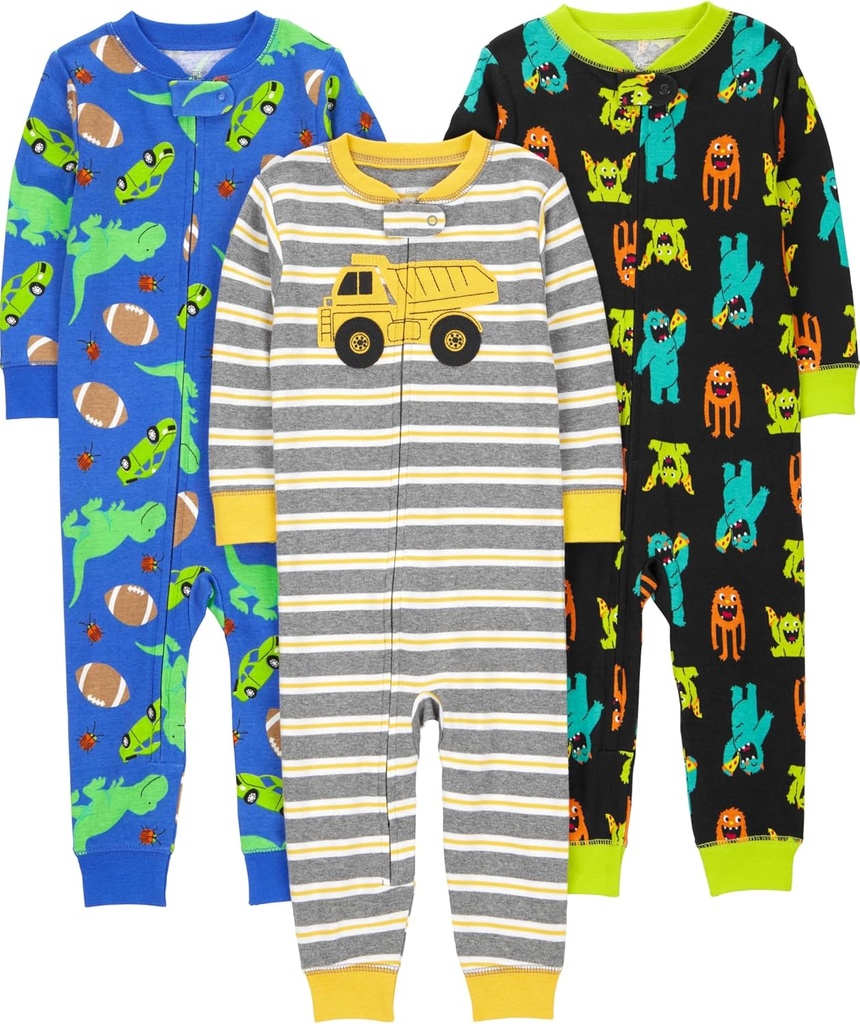 baby-boys 3-pack Snug Fit Footless Cotton Pajamas