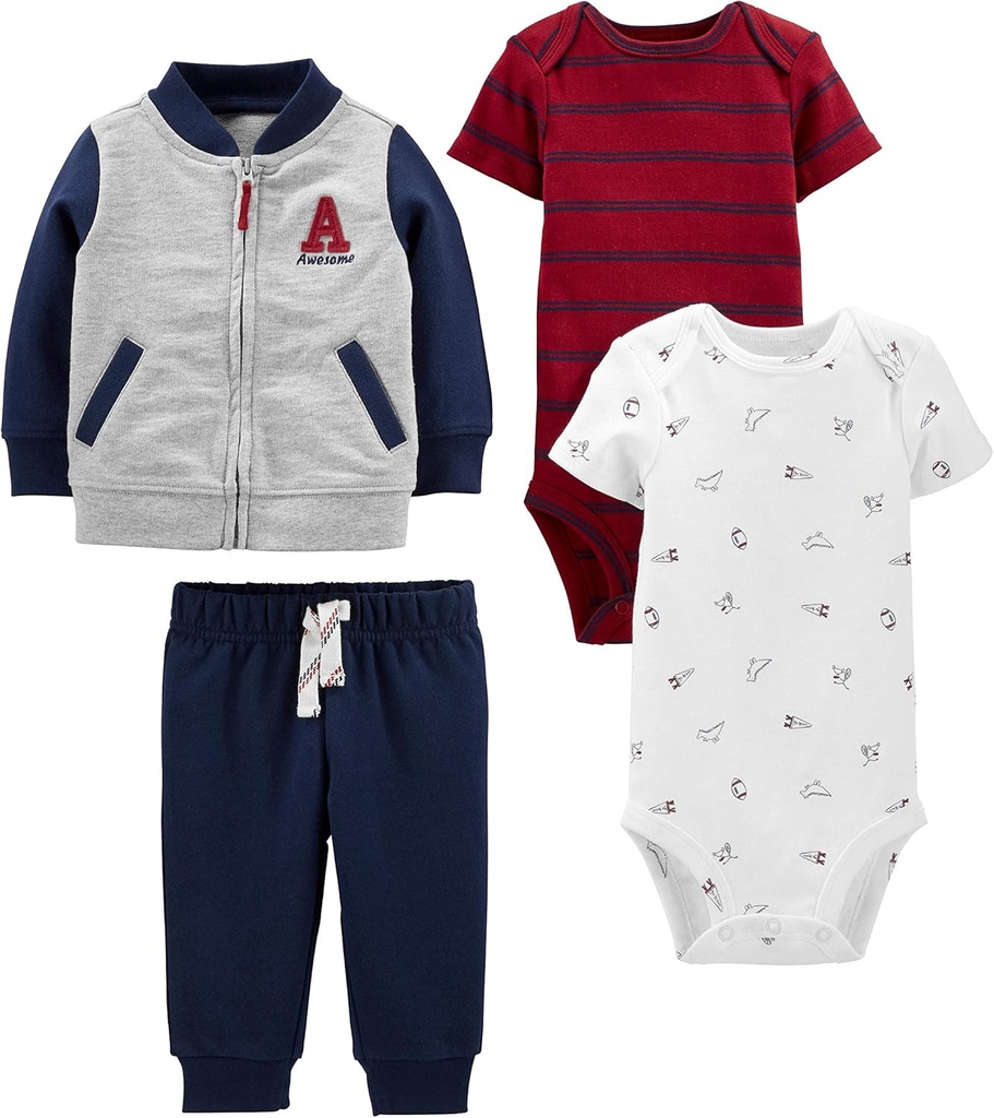 baby-boys 4-piece Jacket, Pant, and Bodysuit Set (One Size)