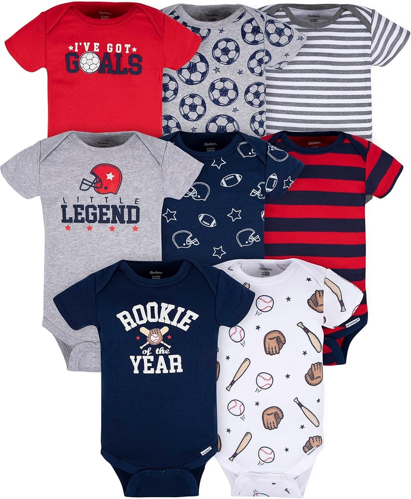 baby-boys 8-pack Short Sleeve Onesies Bodysuits (One Size)