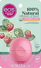 eos 100% Natural & Organic Lip Balm- Strawberry Sorbet, All-Day Moisture, Dermatologist Recommended for Sensitive Skin, Lip Care Products, 0.25 oz (One Size)