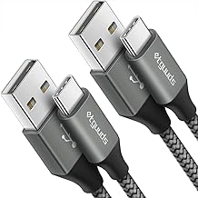 etguuds USB to USB C Cable 3ft, 2-Pack USB A to Type C Charger Cord Fast Charging for Samsung Galaxy A17 A16 A15 A26 A36 A56, S25 S24 S23 S22 S21 S20 S10 Note 20, for iPhone 17 16 15, Moto, Gray (One Size)
