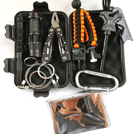 Emergency Survival Kit and First Aid Kit, 142Pcs Professional Survival Gear and Supplies Equipment with Molle Pouch, Gift for Christmas Men Dad Husband Camping Hiking Hunting Outdoor Adventure