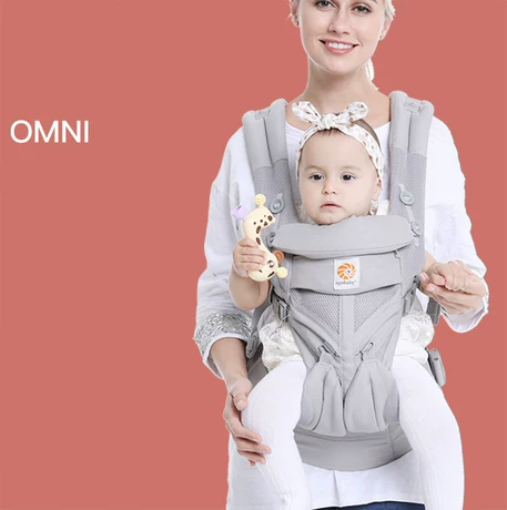 Ergobaby Omni Classic Baby Carrier Newborn to Toddler - Breathable Baby Carriers for Summer - All-Position Carrier with Lumbar Support (7-45 Pounds), Mesh, Charcoal Grey