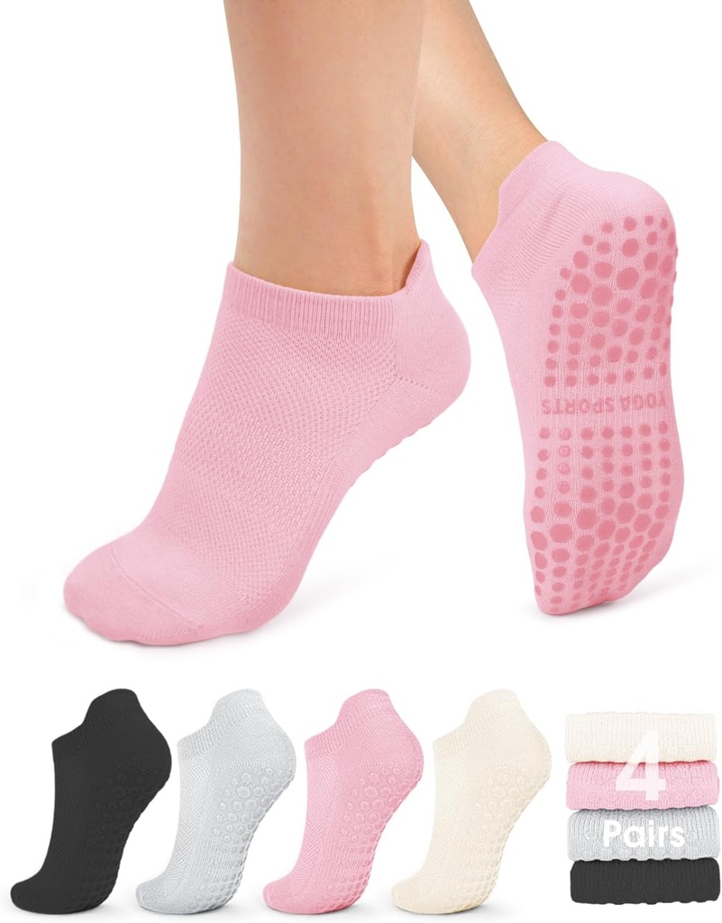 maternal and baby products yeug pilates socks for women non slip grip socks for yoga barre hospital barefoot grippy yoga sock womens gifts 4 pairs